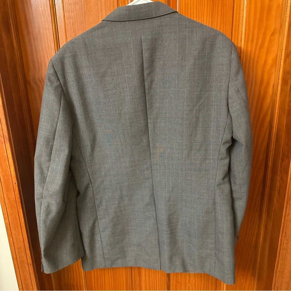 Towncraft Mens Blazer 40R Gray Wool Blend Plaid Sport Coat 2 Button Jacket